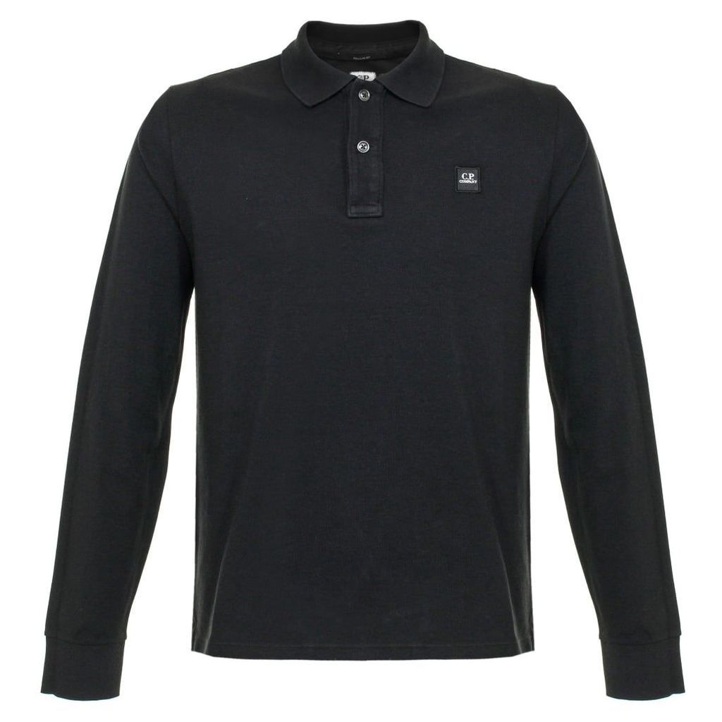 CP Company LS Pique Black Polo Shirt CPUT01052A0172