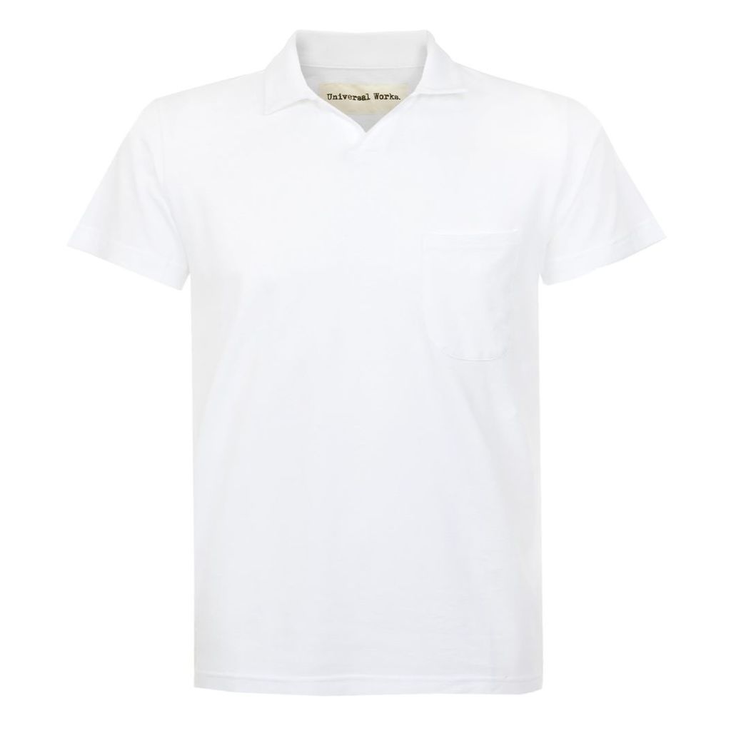 Universal Works Pique White Polo Shirt 16580