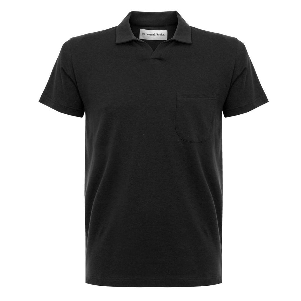 Universal Works Pique Black Polo Shirt 16580