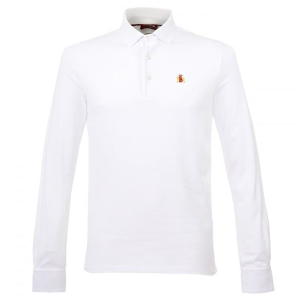 Baracuta Polo Badge White Light Pique LS Polo Shirt 02BRMCS0285FPQ01