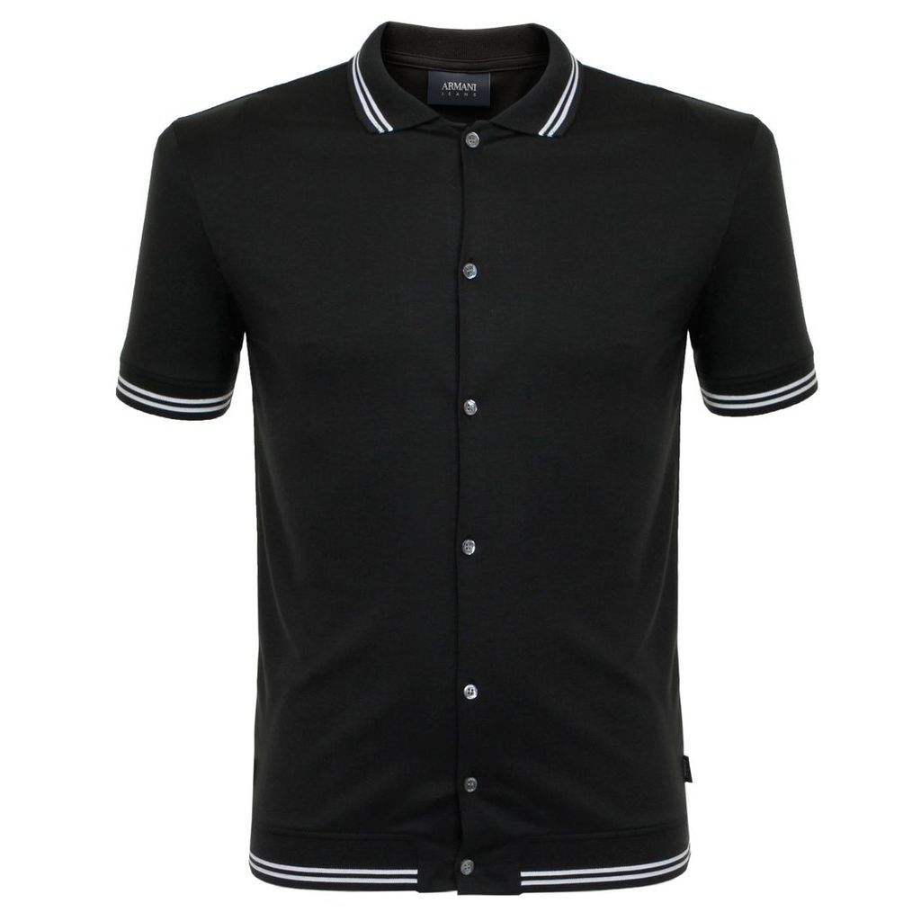 Armani Jeans Nero Black Polo Shirt 3Y6F26