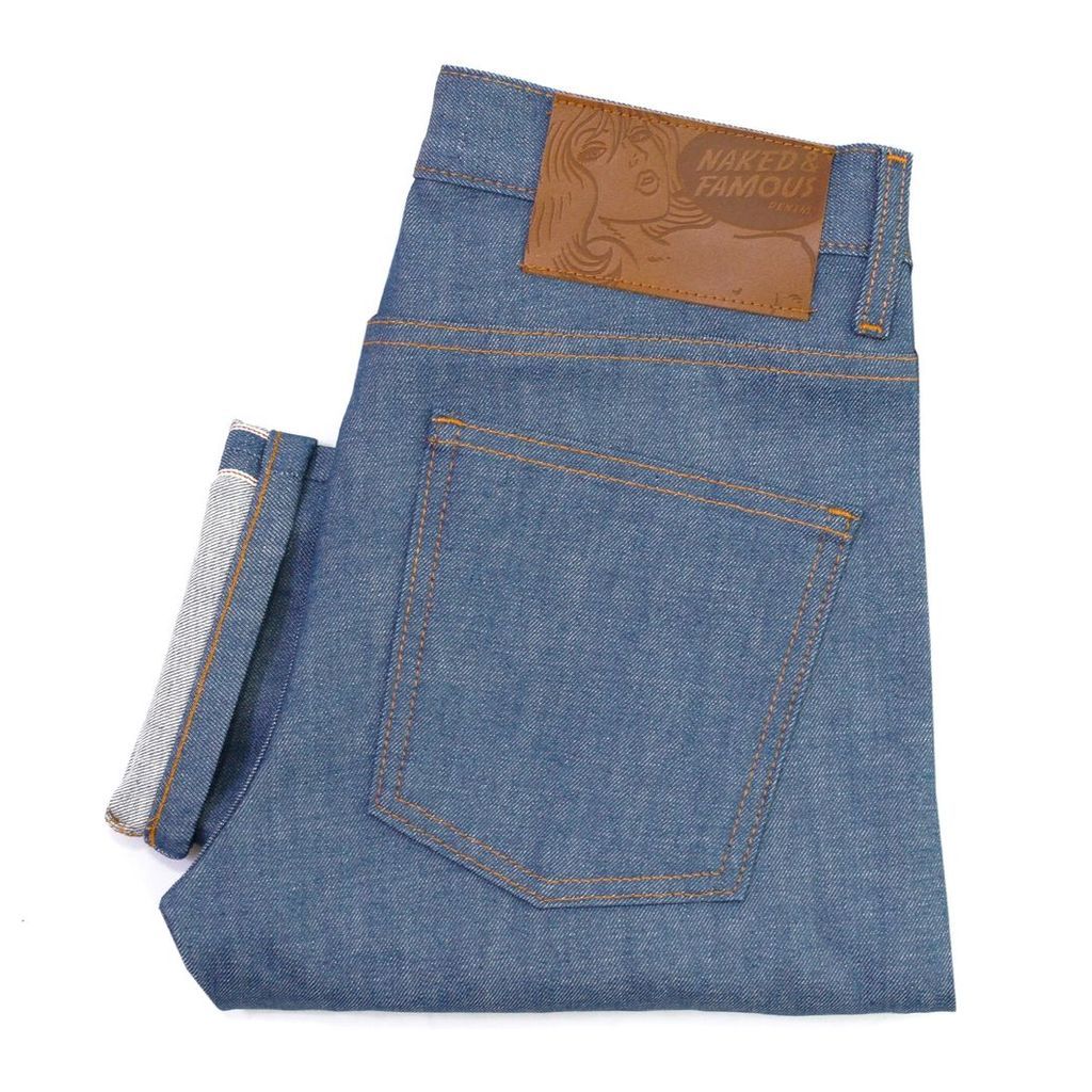 Naked and Famous Super Skinny Mid Blue Sunrise Selvedge Jeans