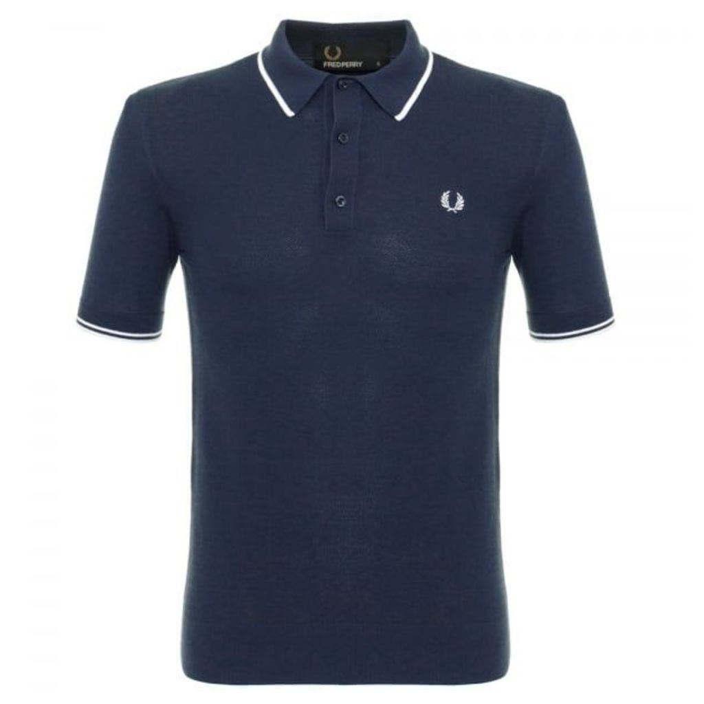 Fred Perry Tipped Knitted Service Blue Polo Shirt K7200 544
