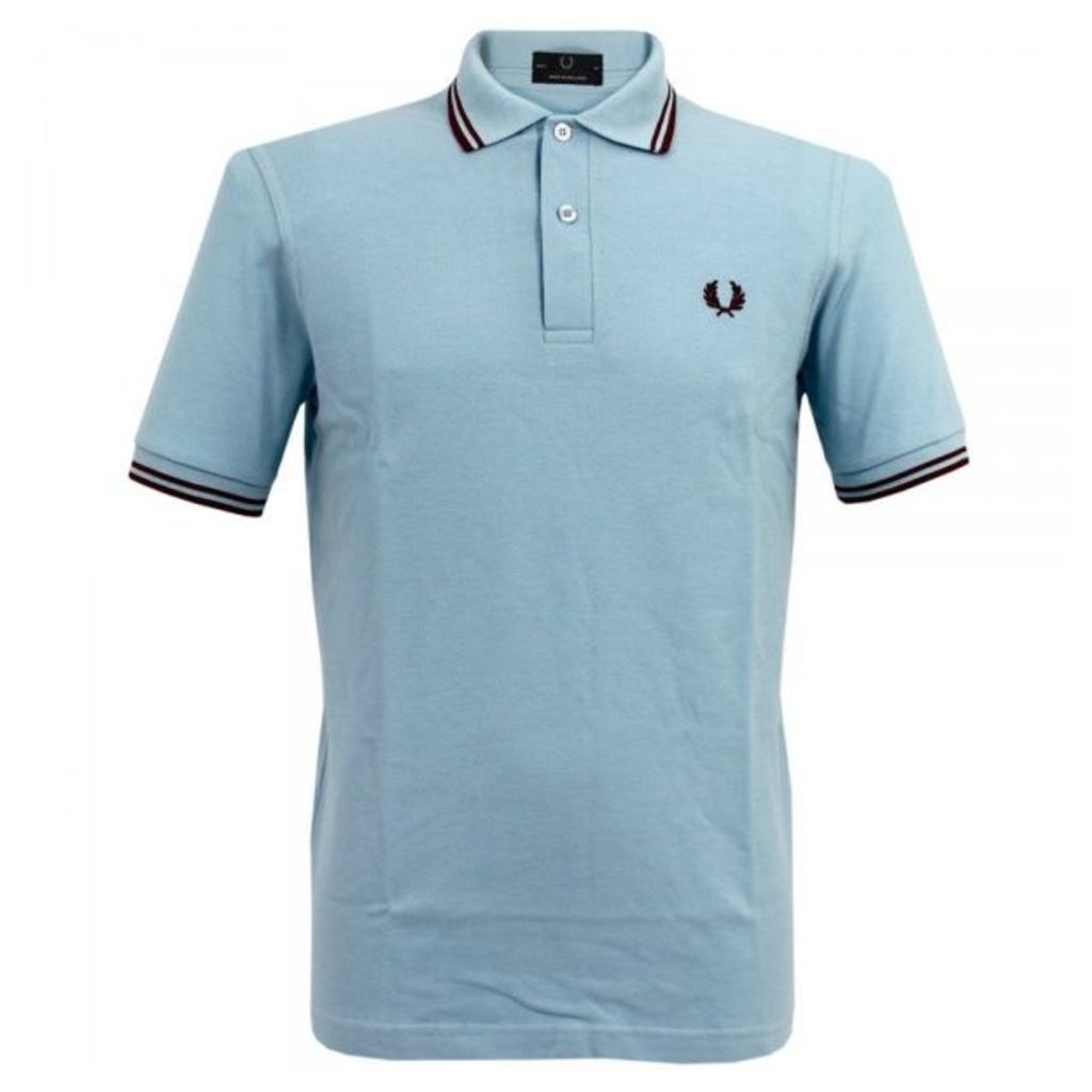 Fred Perry Laurel Twin Tipped Ice Blue Polo Shirt M12 400