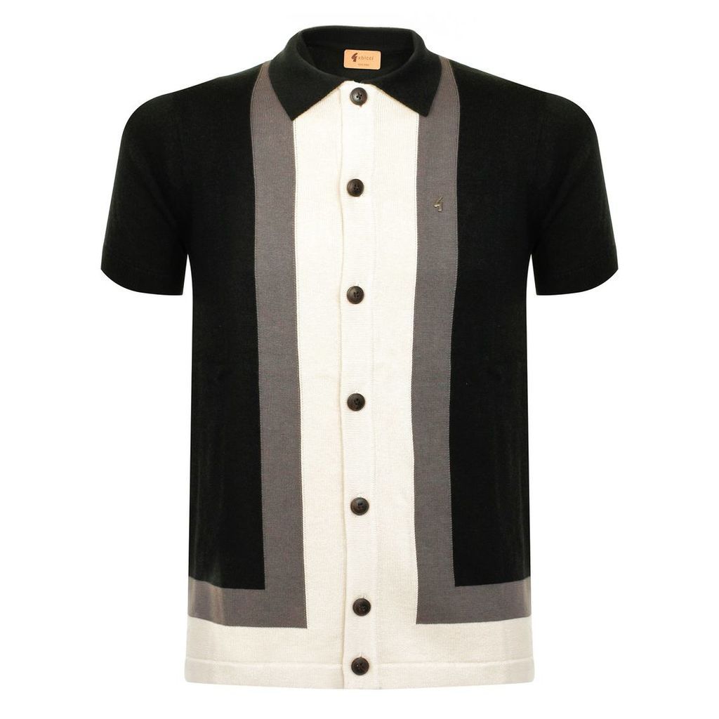 Gabicci Angelo Block Striped Black Polo Shirt V38GM07