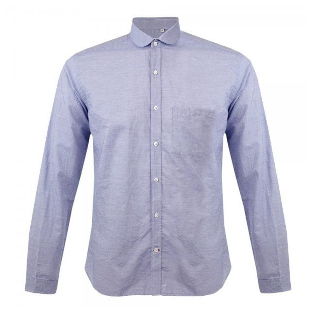 Oliver Spencer Eton Collar Lancaster Blue Striped Shirt OSS69B