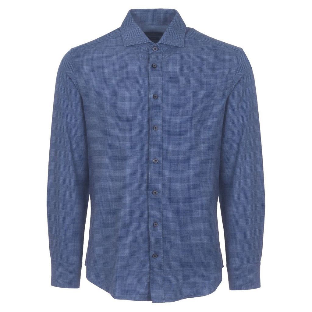 Blue Prince of Wales Flannel Shirt