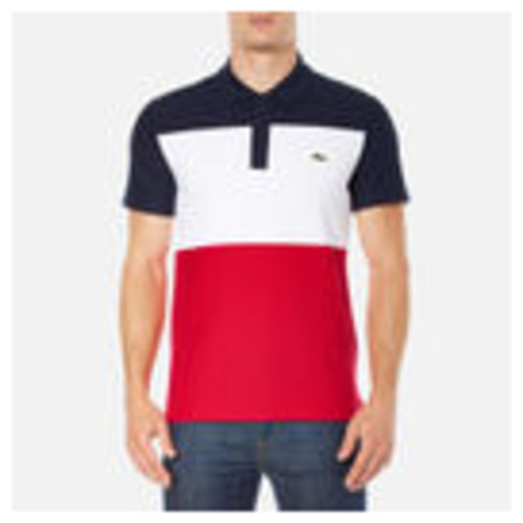 Lacoste Men's Short Sleeve Bold Stripe Polo Shirt - Navy Blue/White/Red - 5/L