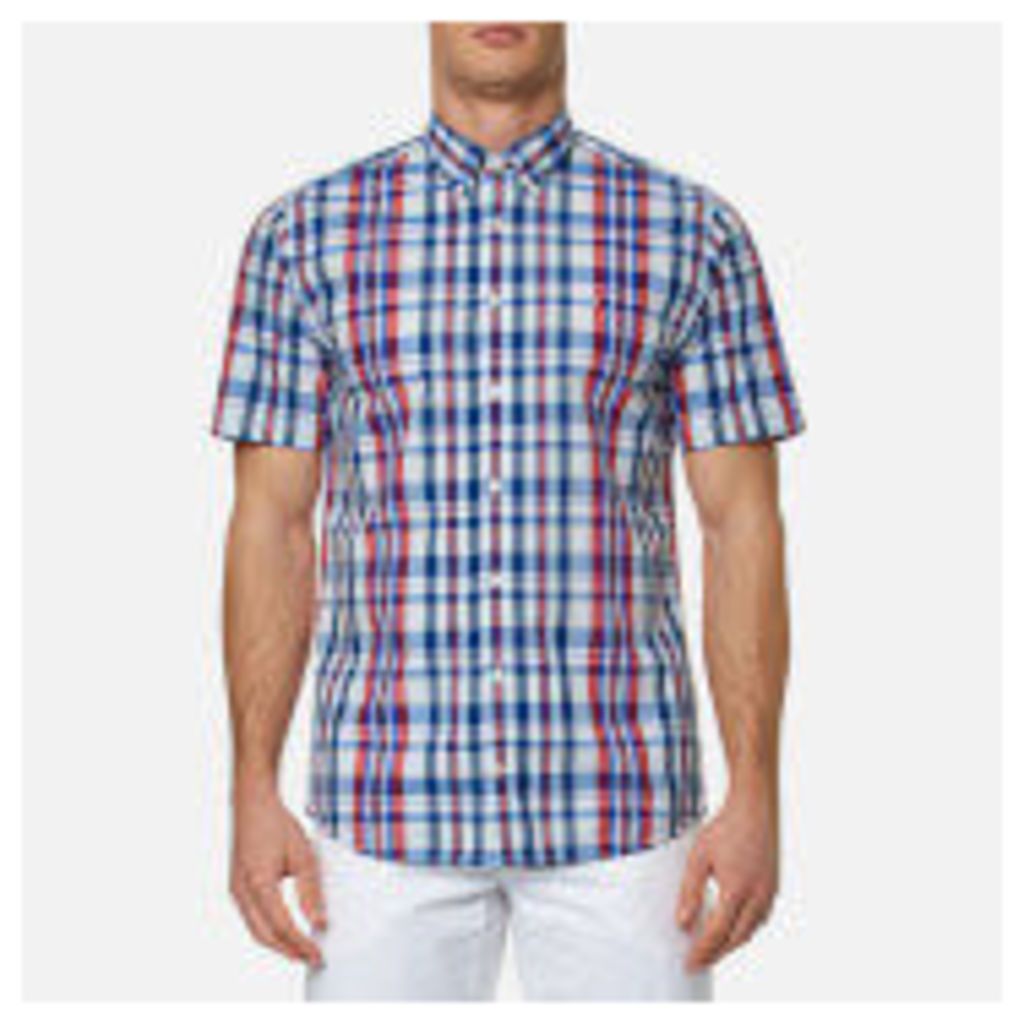 Tommy Hilfiger Men's Lester Check Short Sleeve Shirt - Blue/Apple Red - XL