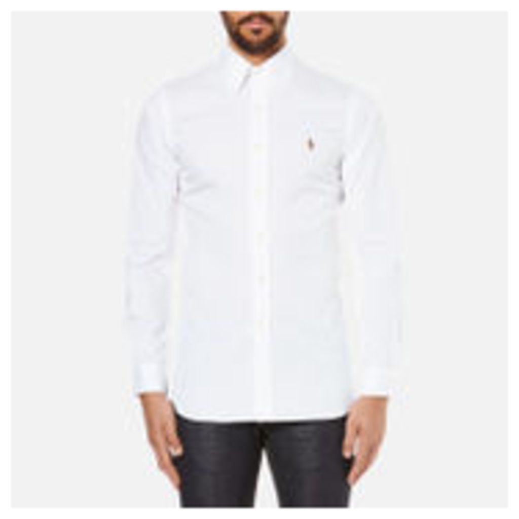 Polo Ralph Lauren Men's Custom Fit Button Down Pinpoint Oxford Shirt - White - 16  - White