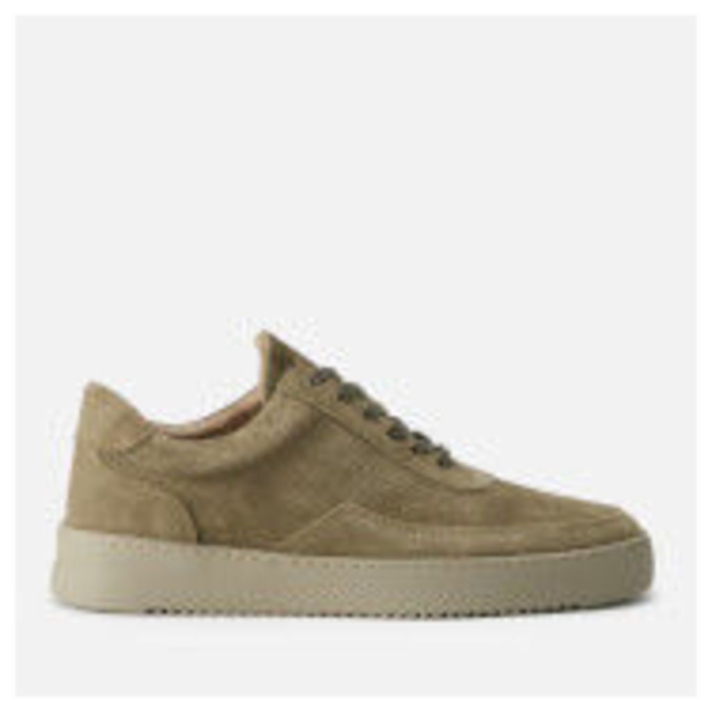 Filling Pieces Men's Suede Perforated Low Mondo Ripple Trainers - Army Green