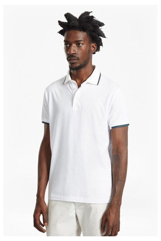 RUBBER PRINTED JERSEY POLO SHIRT - White/Marine Blue