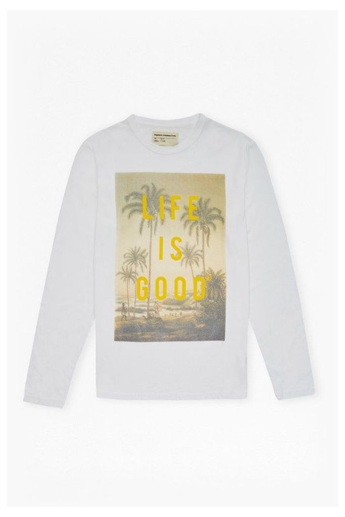 LIFE IS GOOD LONG SLEEVE TOP - White