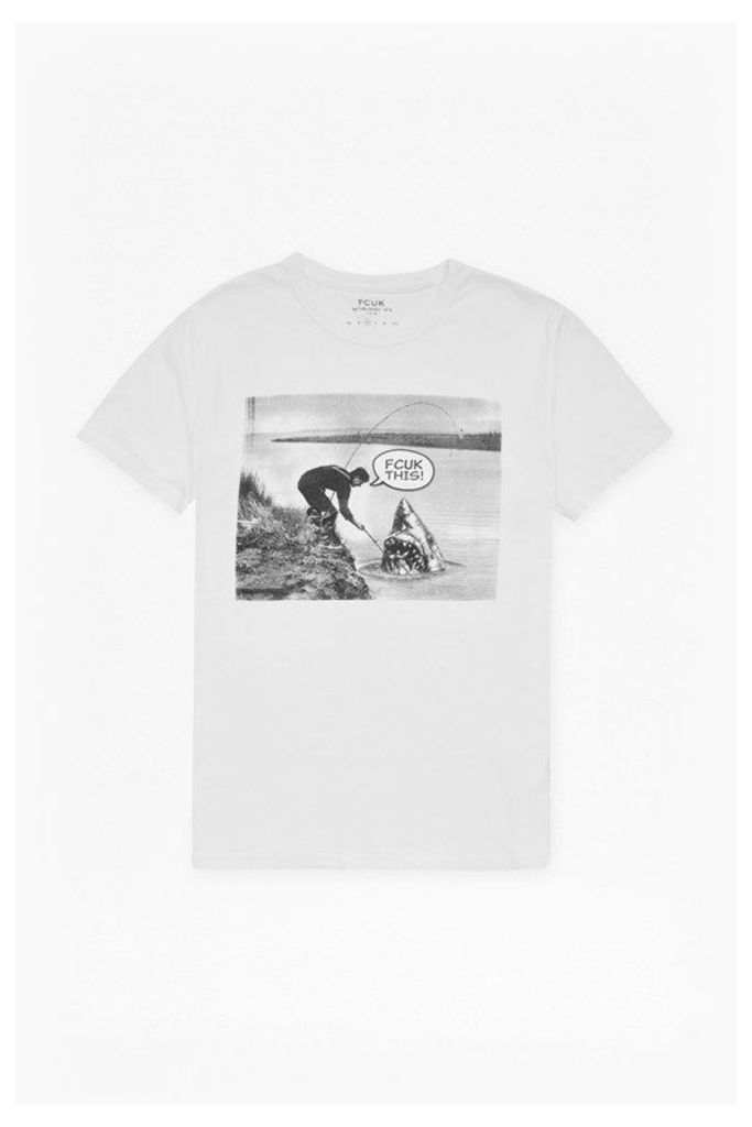 CATCH OF THE DAY GRAPHIC PRINT T-SHIRT - White