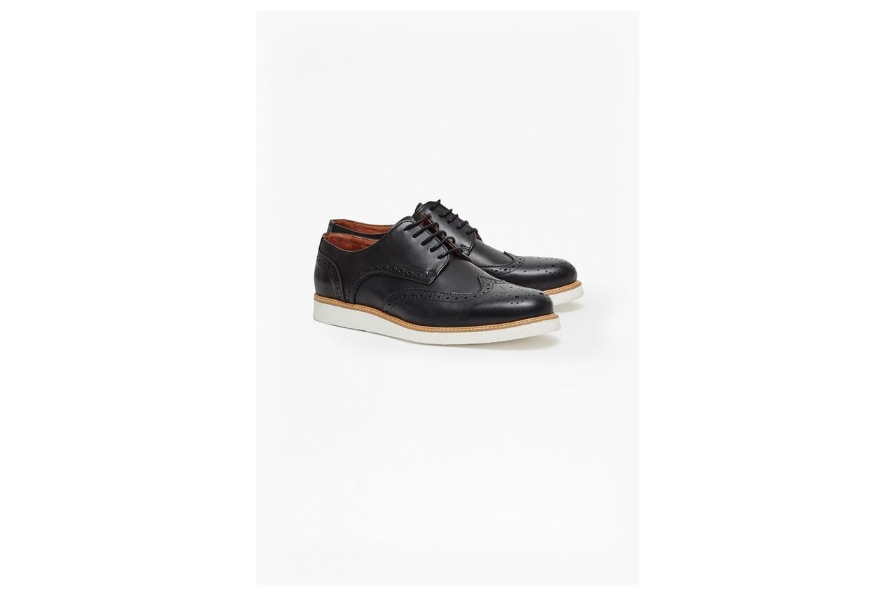 Casual Leather Brogue Shoes - black