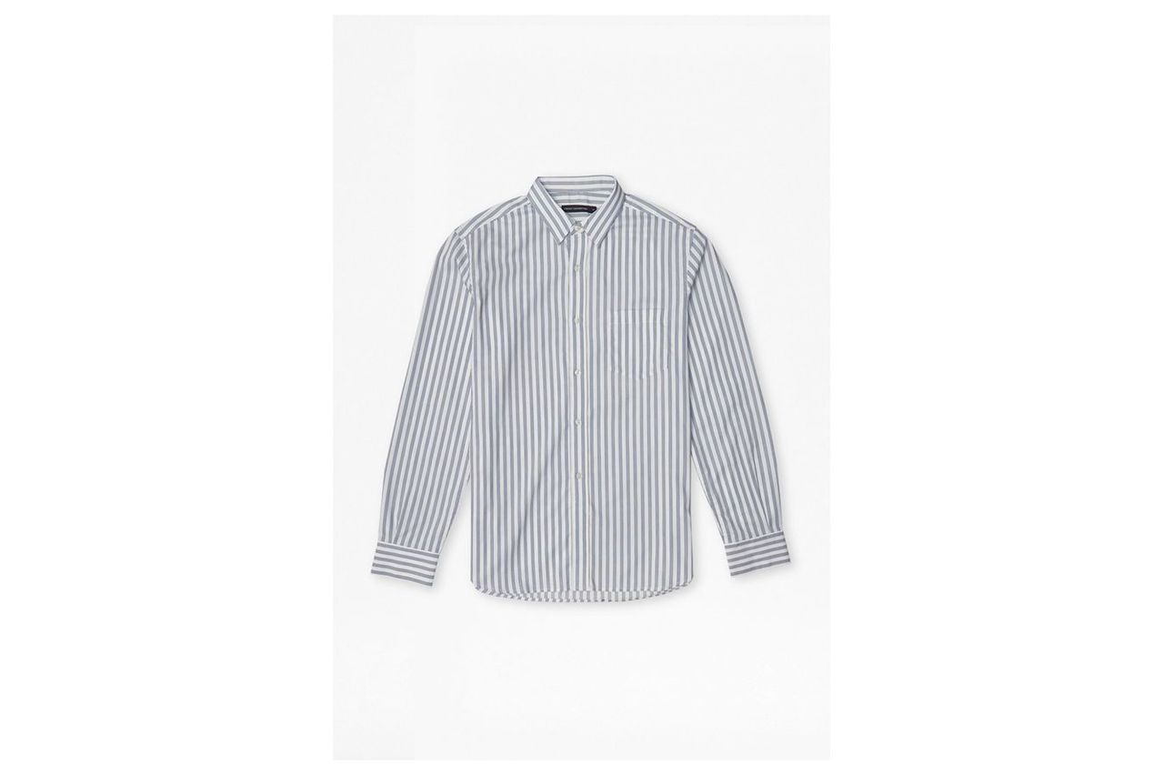 Thin Stripe Cotton Shirt - white/blue stripes