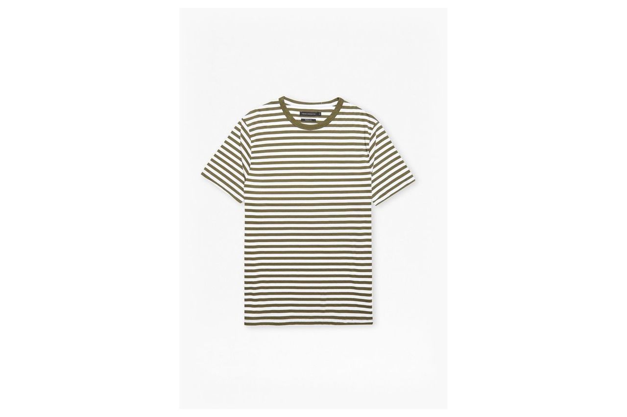 Striped Crew Neck T-Shirt - tarmac/white