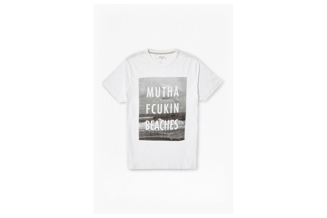 Mutha Fcukin Beaches Slogan T-Shirt - optic white