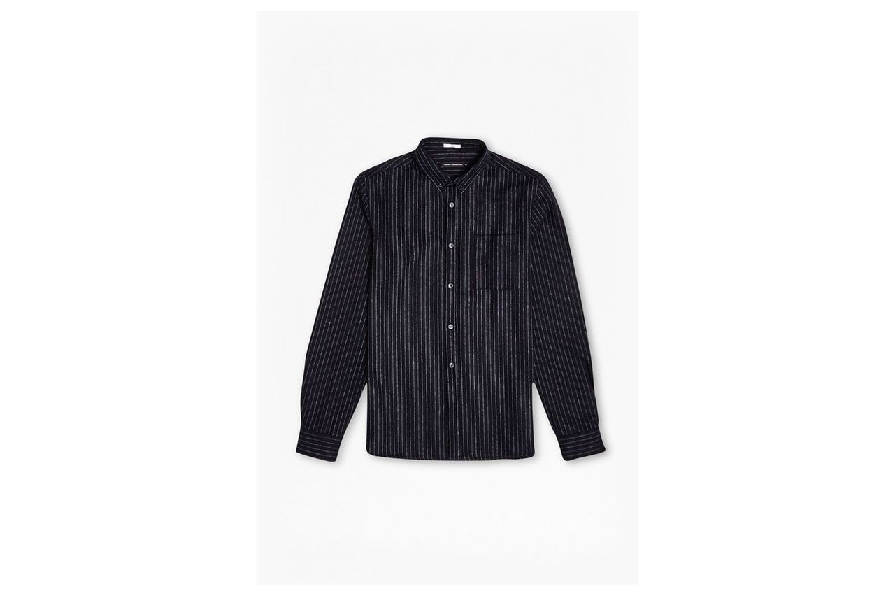 Pinstripe Brosnan Flannel Shirt - midnight navy