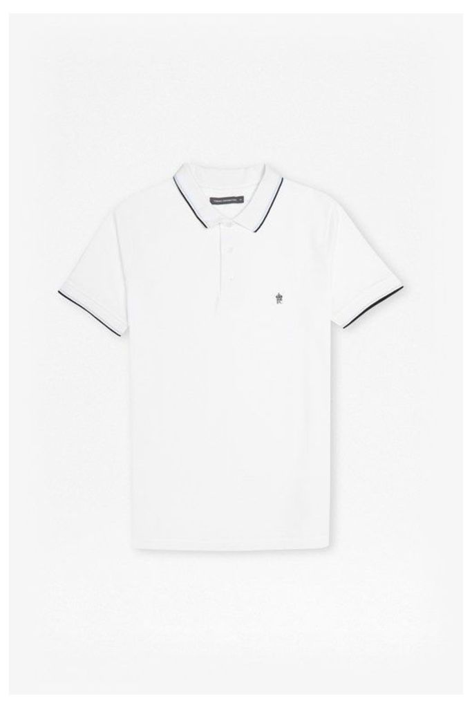 Tipped Pique Polo Shirt  - white/cold sky/marine