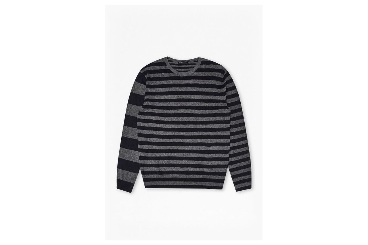 Mix Stripes Linen Knit  - charcoal mel/marine