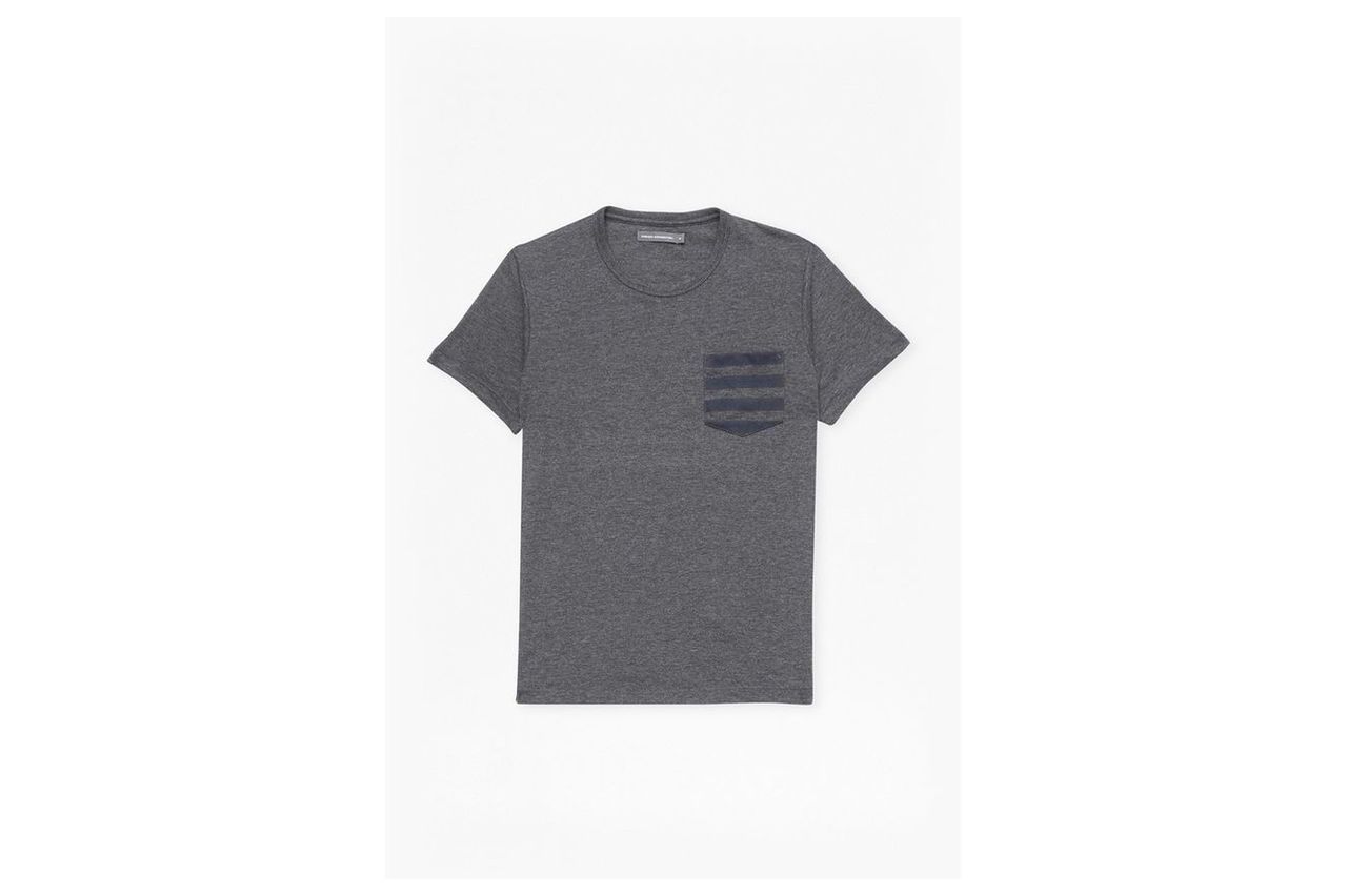 Stripe Pocket T-Shirt - charcoal mel/marine