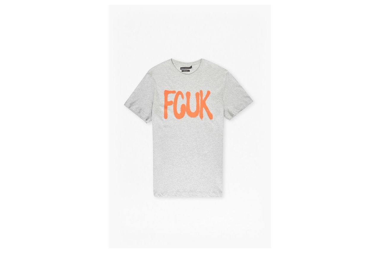 Graffiti Fcuk Logo T-Shirt  - grey melange