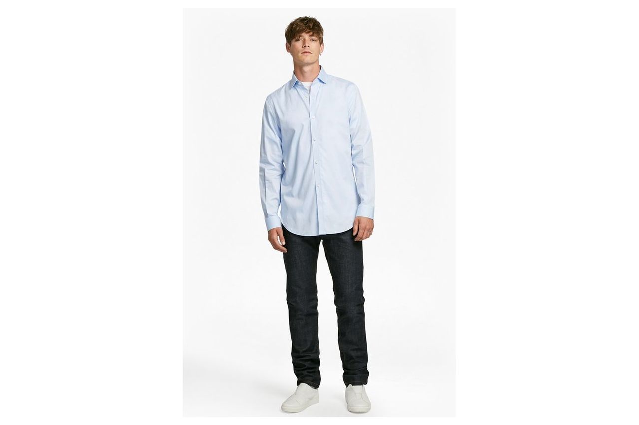 Formal Cotton Cutaway Collar Shirt - blue oxford