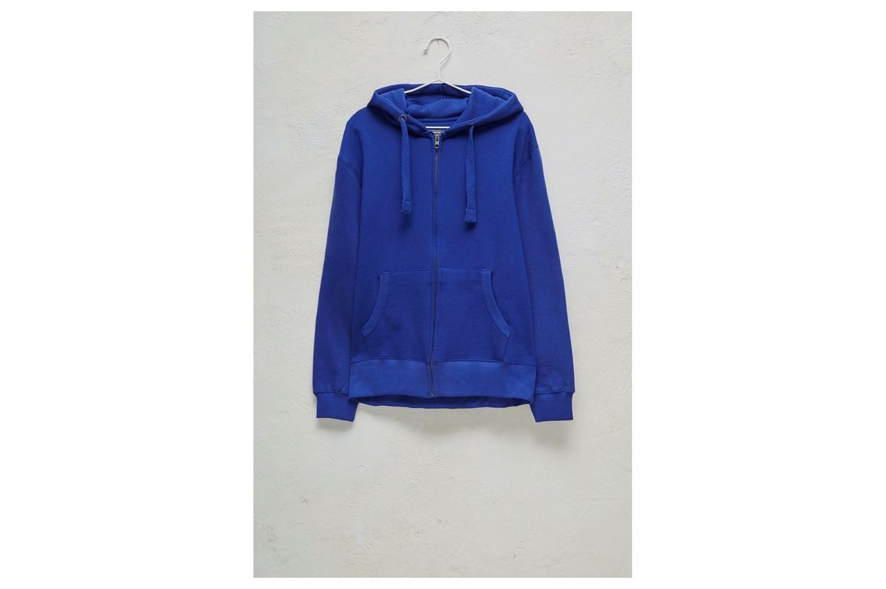 Zip-up Hooded Sweatshirt - bright blue/white