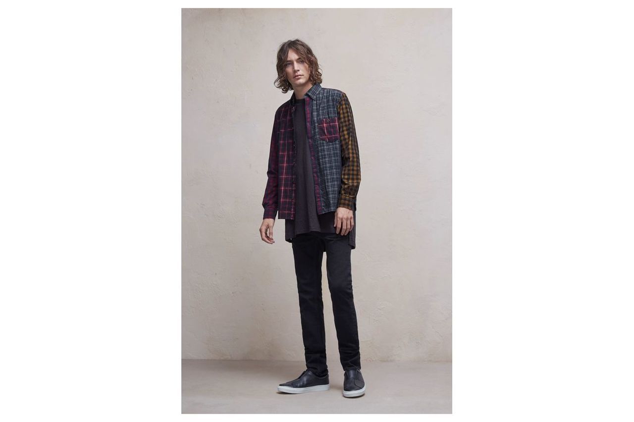 Patchwork Corduroy Multi Checked Shirt - patchwork