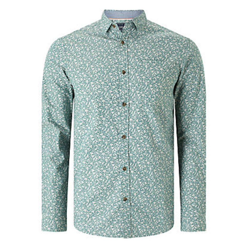 John Lewis Floral Print Shirt, Green