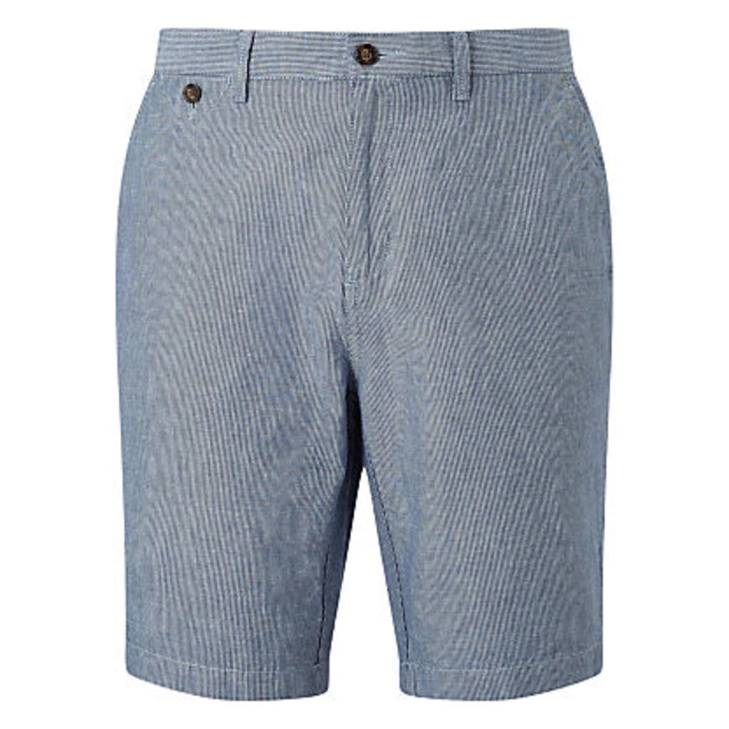 John Lewis Stripe Cotton Linen Chino Shorts, Navy