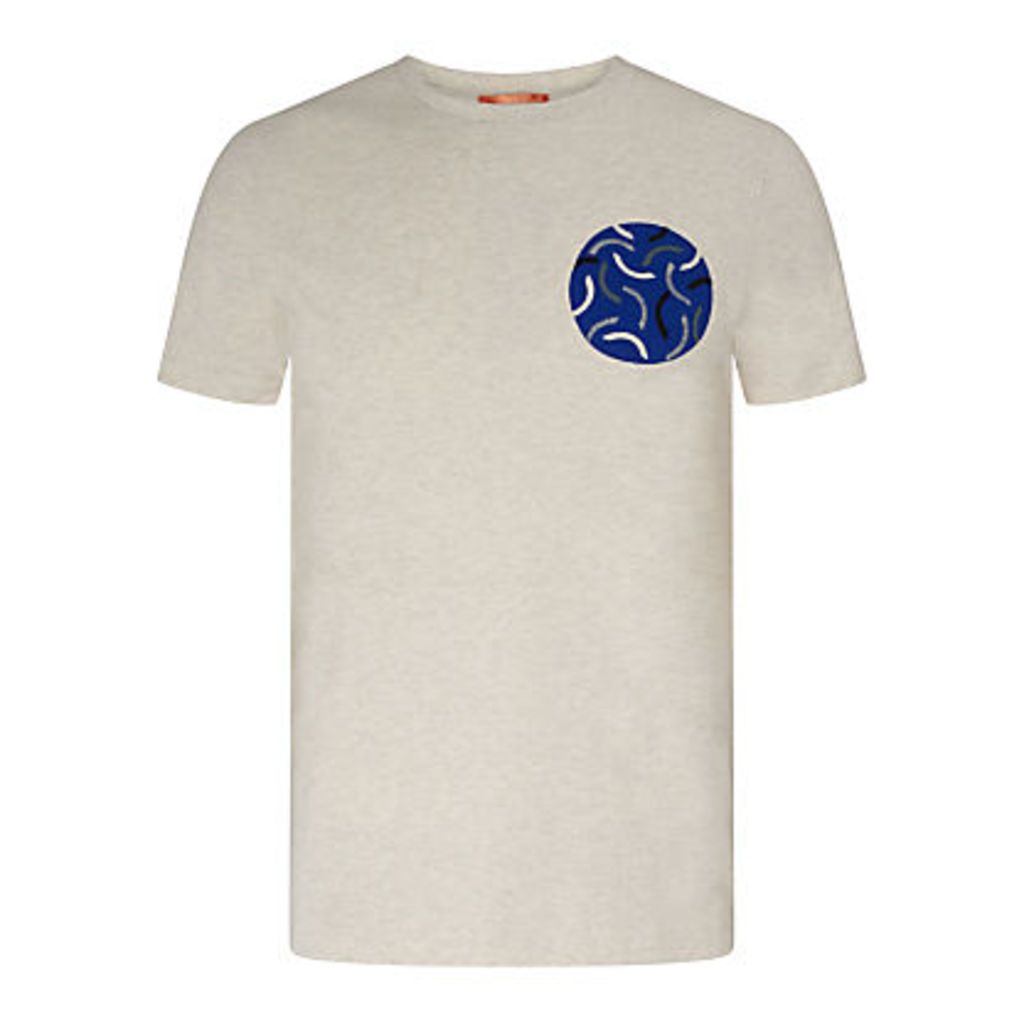 Kin by John Lewis Cut Curve Embroidered Print T-Shirt, Stone