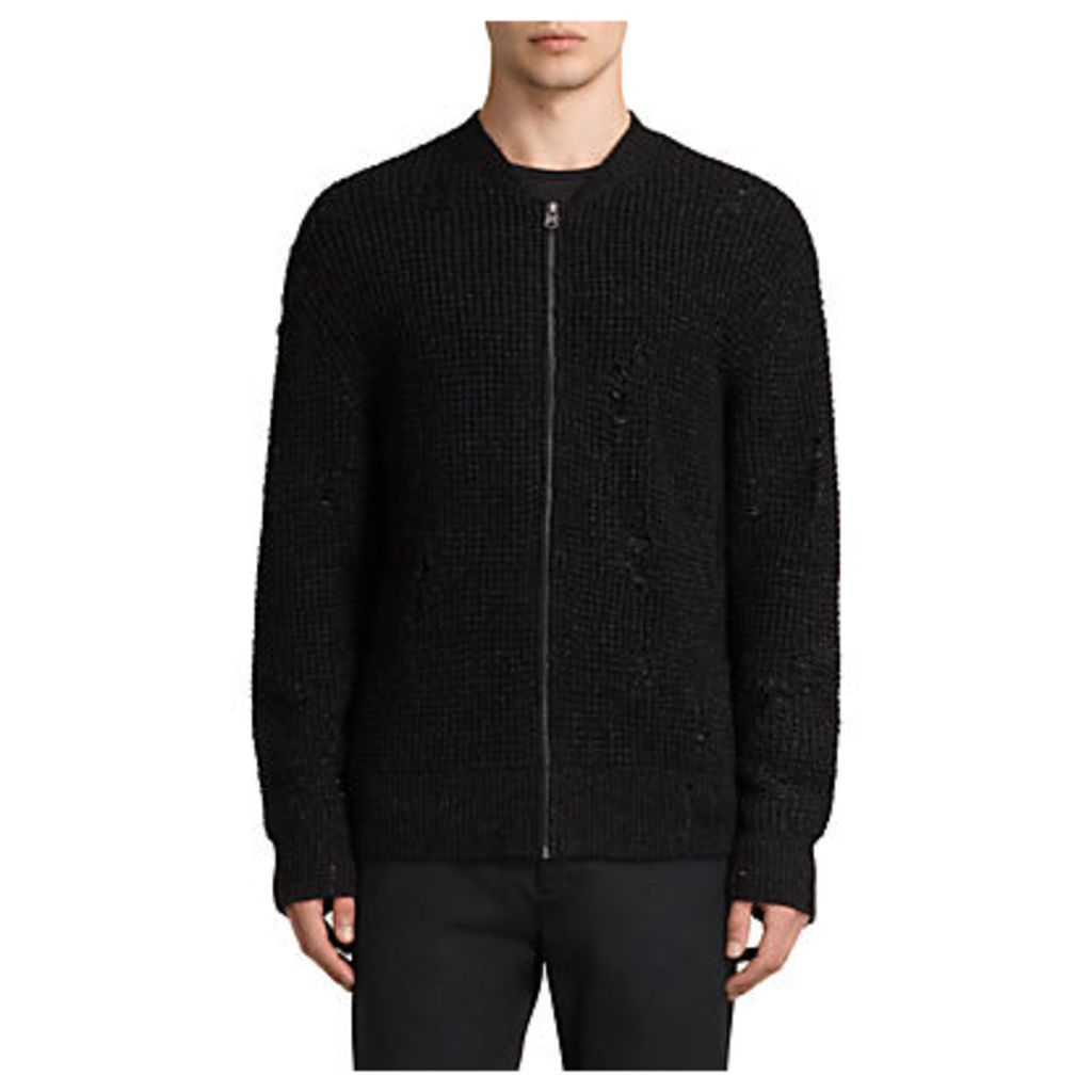 AllSaints Vektarr Zip Through Knitted Jumper, Black