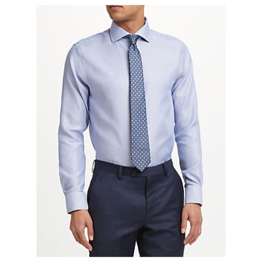John Lewis Non Iron XL Sleeve Semi Plain Tailored Fit Shirt, Sky Blue
