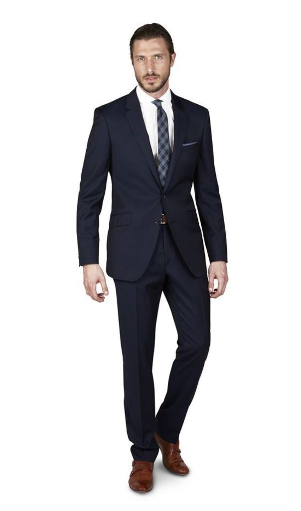 Halliday Blue Two-Colour Twill 2-Button Slim Fit Suit