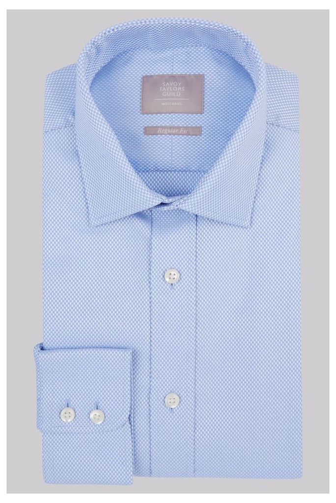 Savoy Taylors Guild Regular Fit Sky Blue Single Cuff Textured Shirt
