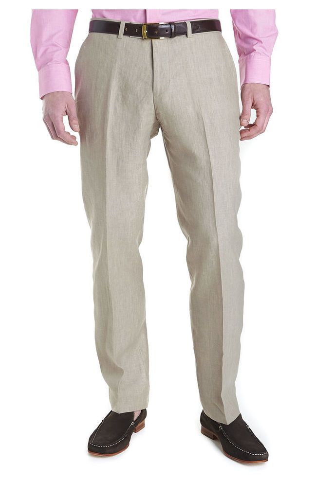 French Connection Tailored Fit Linen Trouser Beige