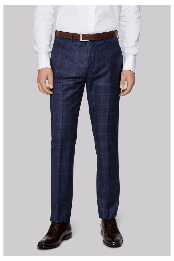 Ted Baker Tailored Fit Navy Check Trousers