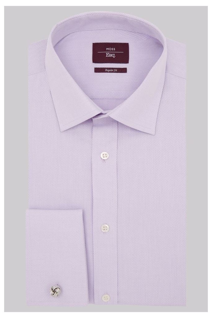 Moss Esq. Regular Fit Lilac Double Cuff Textured Shirt