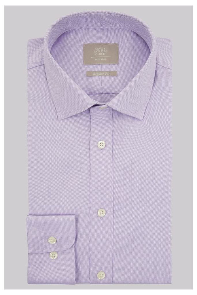 Savoy Taylors Guild Regular Fit Lilac Single Cuff Textured Shirt