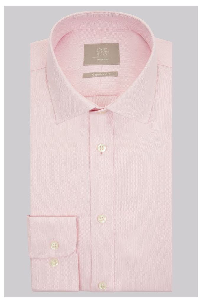 Savoy Taylors Guild Regular Fit Pink Single Cuff Textured Shirt