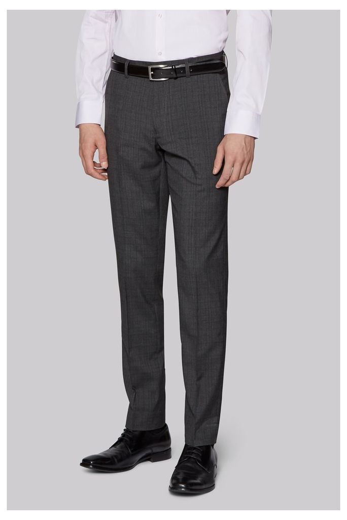 Moss London Slim Fit  Charcoal Check Trousers