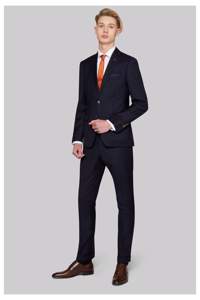 Moss Bros Skinny Fit Navy Twill Suit
