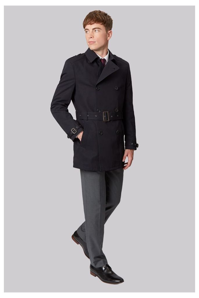 French Connection Slim Fit Navy Raincoat