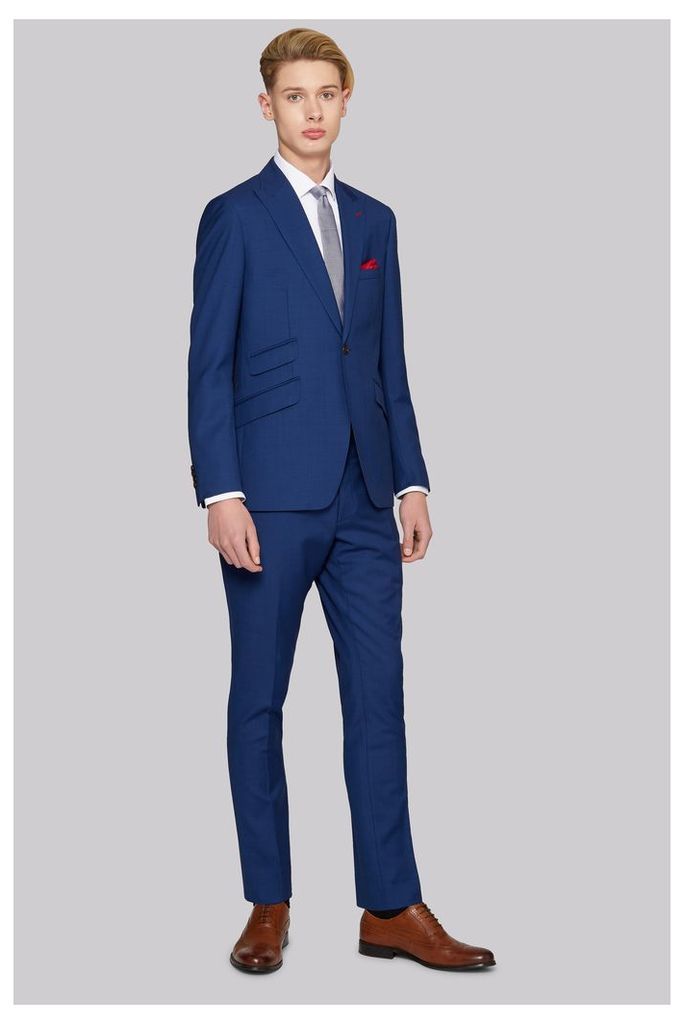 Moss Bros Skinny Fit Bright Blue Suit