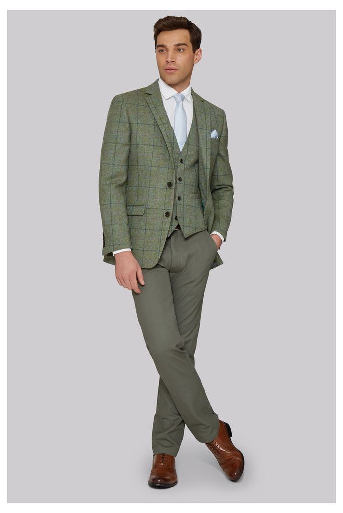 Moss 1851 Tailored Fit British Wool Green Multicheck Jacket