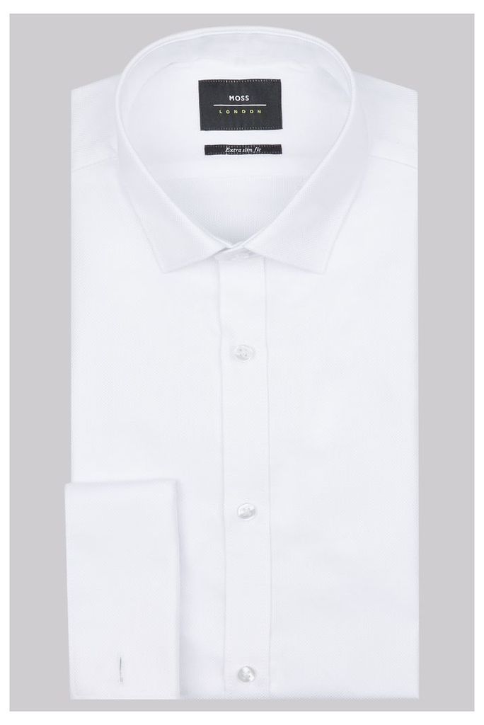 Moss London Premium Extra Slim Fit White Oxford Texture Shirt