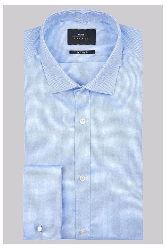 Moss London Premium Extra Slim Fit Sky Oxford Texture Shirt