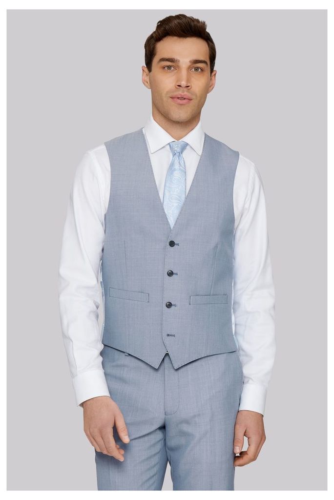 Moss 1851 Tailored Fit Ice Blue Waistcoat